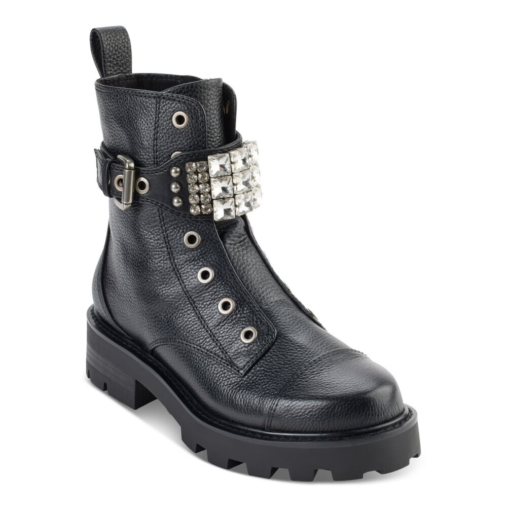 Karl Lagerfeld Paris KL323106 Boots Women's US 8 Black Lug Sole Bootie LION29